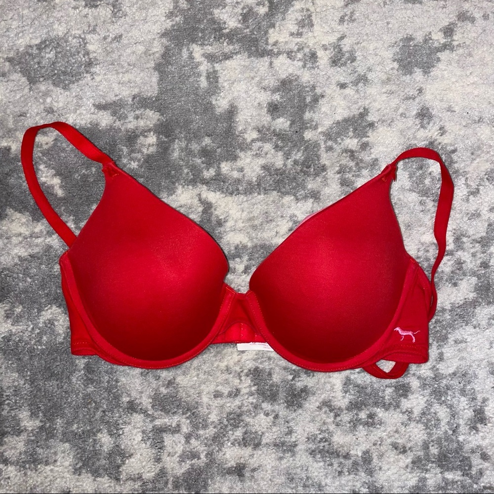 PINK Victoria's Secret Red Push Up Bra Size 36D